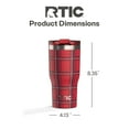 thumbnail image 3 of RTIC 30 oz Ceramic Lined Insulated Essential Tumbler, Leak-Resistant Lid, Christmas, Holiday, Red Plaid, 3 of 8
