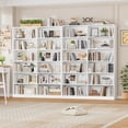 thumbnail image 4 of Homfa 74.3” Double Wide 6-Tier Bookcase, Extra Large Wooden Freestanding Display Bookshelf for Home Office Living Room, White, 4 of 9