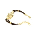 thumbnail image 4 of West Coast Jewelry Women's Polished Hamsa Brown Cord Bracelet, 4 of 4