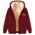 thumbnail image 5 of Bibifish Womens Hoodies Graphic Letter Print Lined Zip Up Hoodies Winter Warm Pockets Outdoor Streetwear Drawstring Hooded Jackets, 5 of 5
