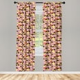 thumbnail image 4 of Ambesonne Cupcake Window Curtains, Dessert Theme with Frosting, Each 28" W x 95" L, Fuchsia Yellow Brown, 4 of 4