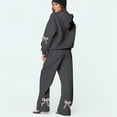 thumbnail image 4 of Bow Hoodie Set for Women Bow Sweatpants Set for Women Bow Sweat Set for Women Sweat Set for Women Two Piece Bow Print Tracksuit Long Sleeve Hoodie Wide Leg Sweatpants 2 Piece Outfits, Light Gray-XXL, 4 of 6