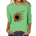 thumbnail image 2 of T-Shirt à Manches Courtes pour Femmes Seductiva Rabais de 50 % Liquidation T-Shirt à Col Rond Imprimé à Manches Sept Quarts Décontracté Haut, 2 of 4
