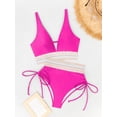 thumbnail image 4 of Women's High Waisted Bikini Sets Two Piece Tummy Control Swimsuit Color Block Bathing Suits, 4 of 8