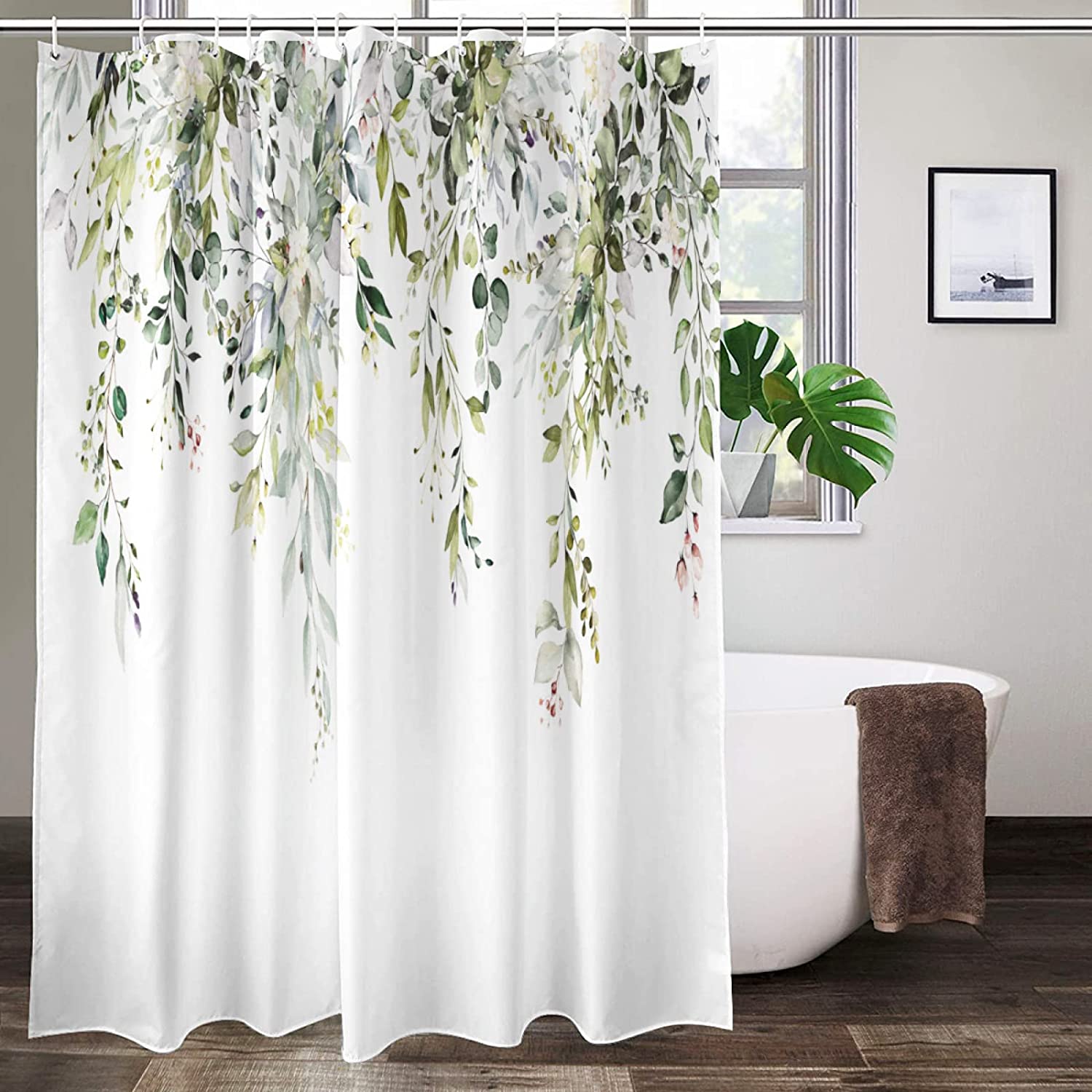 Stall Shower Curtain 36 x 72 Inch, Small Floral Leaves Shower Curtains