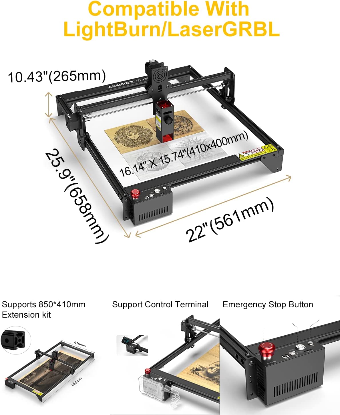 ATOMSTACK A5 M50 40W Laser Engraver by Beruna, Eye Protection CNC Laser  Cutter, DIY Engraver Machine 