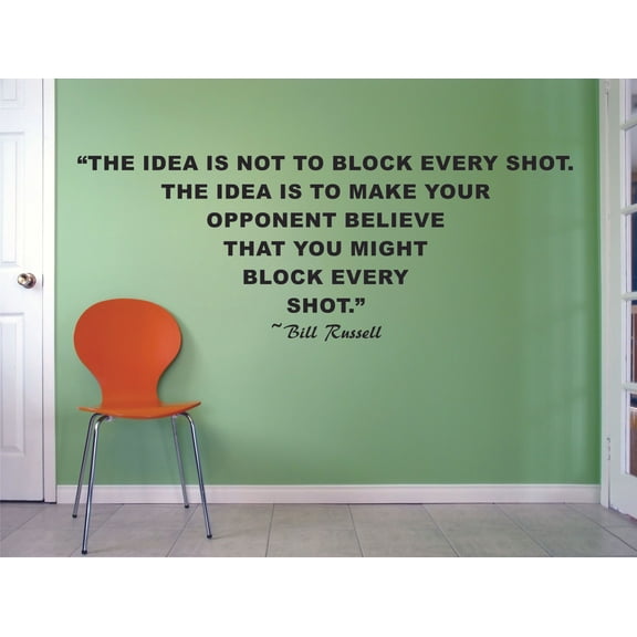Bill Russell Block Every Shot Basketball Sport Motivation Inspiration Quote Wall Decal Vinyl Art Sticker Design for Boys/Girls Room Home Court Bedroom Decor Wall Art Mural Decoration Size (12x20 inch)