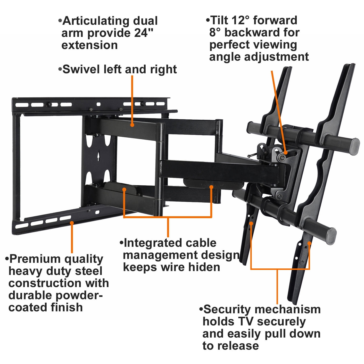 VideoSecu Heavy Duty Full Motion TV Wall Mount Articulating Bracket for VIZIO 50 55 60 65 70 75 80 Inch LED LCD Plasma HDTV D65-E0 E65-E0 E65-E1 M65-E0 P65-E1 E70-E3 M70-E3 M75-E1 P75-E1 E80-E3 BN5