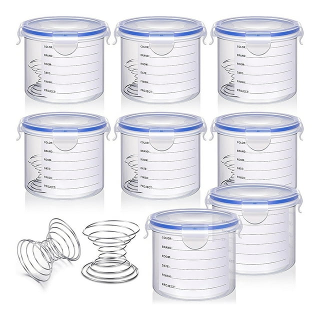 8 Juegos de Recipientes para Pintura con Bola Mezcladora de Acero Inoxidable, Vasos de Almacenamiento para Retoques con Tapas, Recipientes para Pintura de 600 Ml.