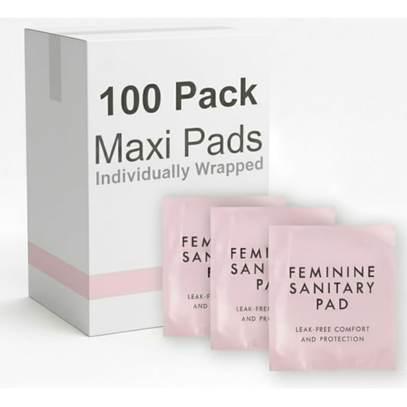 100 pack Women's Sanity Napkin Menstrual Pads Leak Free with Wings for Periods