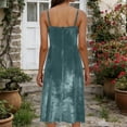 thumbnail image 5 of VEKDONE Women's Velvet Midi Dress Sleeveless Pleated Neck Spaghetti Straps Dress Elegant Solid Color Soft A-Line Dress Fashion Cocktail Dress Blue XXL, 5 of 8