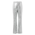 thumbnail image 5 of Endives Women's Sequin Pant Elegant Glitter Sequins Wide Leg Casual Pant Solid Color Elastic Waistband Sequin Trousers Silver, 5 of 7