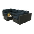 thumbnail image 5 of VANELC Patio Furniture Sets 6 Pieces Outdoor Sectional Rattan Sofa Manual Weaving Wicker Patio Conversation Set with Glass Table and Dark Blue Cushion, 5 of 9