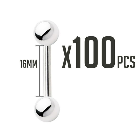 Wholesale of 100 Pieces 14G Piercing Straight Barbells - 3 Lengths Available