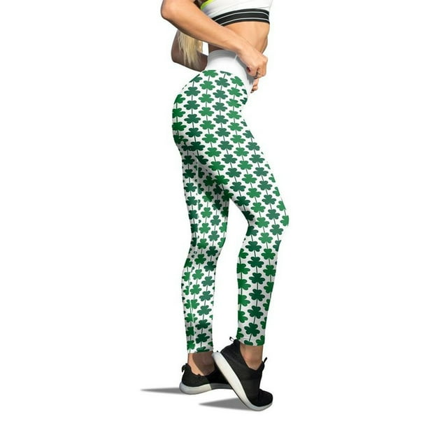 MKLEKYY Conjunto deportivo para mujer, pantalones verdes de buena suerte con estampado de rayas Paddystripes para mujer, leggings ajustados para yoga, correr, gimnasio