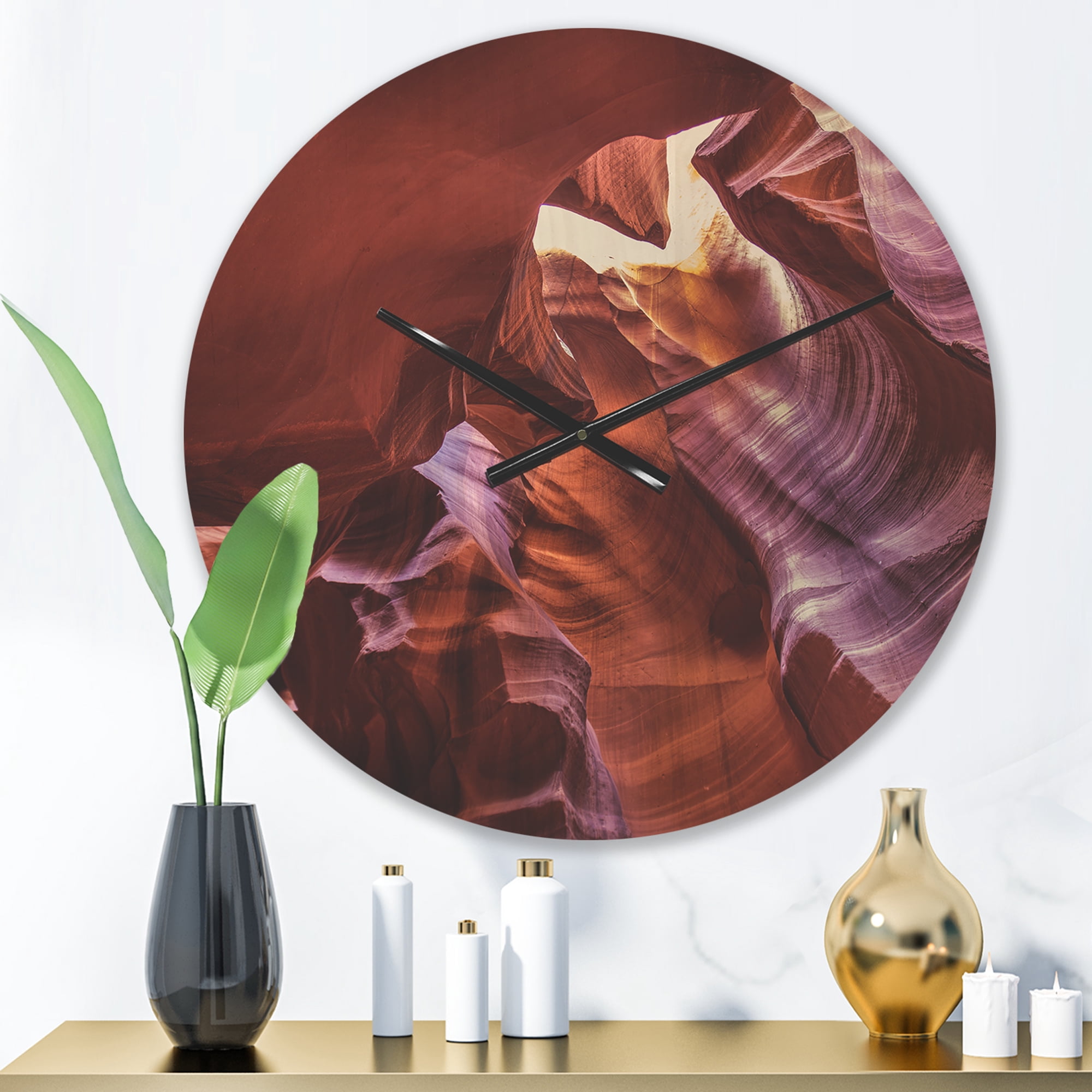 Designart 'Light in Antelope Canyon Landscape' Modern Wood Wall Clock