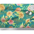thumbnail image 3 of Soimoi Green Cotton Duck Fabric Leaves & Begonia Floral Printed Craft Fabric by the Yard 42 Inch Wide, 3 of 3