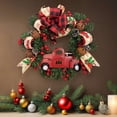 thumbnail image 3 of Truck Christmas Wreath for Front Door Outside, Vintage Buffalo Plaid Red Truck Wreath, Pinecone Farmhouse Wreath Rustic Autumn Thanksgiving Wreath, 3 of 9