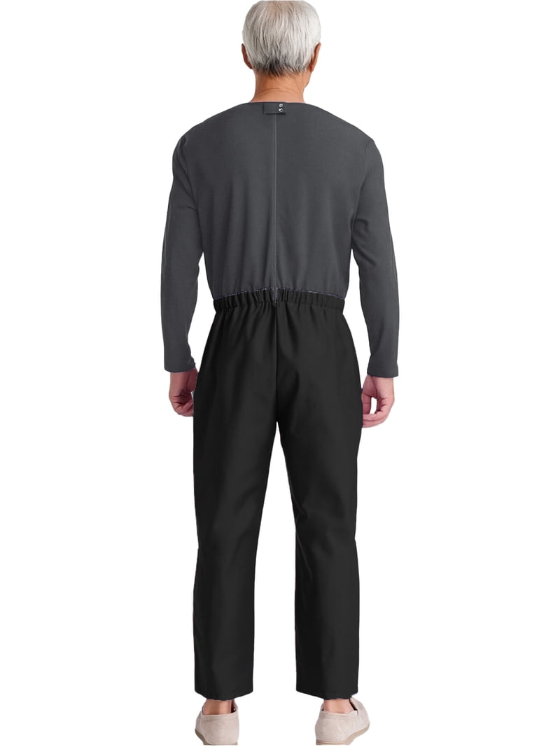 Lejafay Men's Color Block Adaptive Jumpsuit Round Neck Long Sleeve