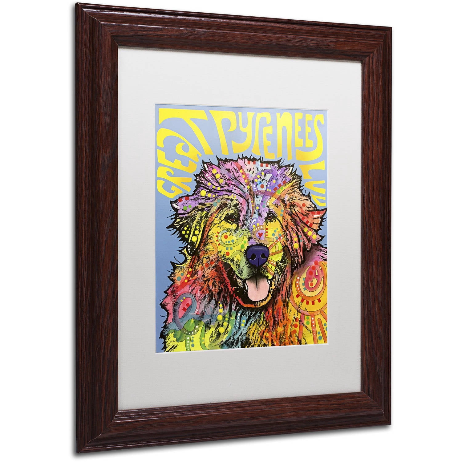 Trademark Fine Art 'Great Pyrenees' Canvas Art by Dean Russo, White Matte, Wood Frame