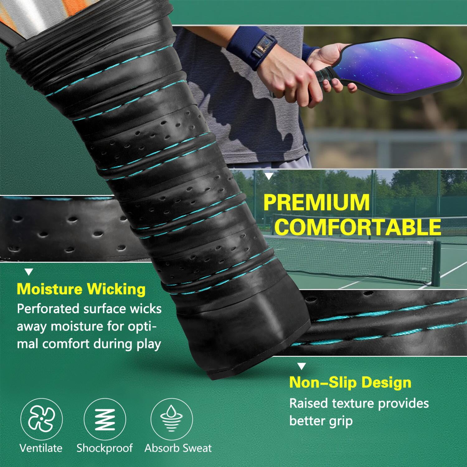 Pickleball Paddles Set Of 2, Fiberglass Surface, Fluid Smoke Aurora Art Style, 4 Balls & Bag