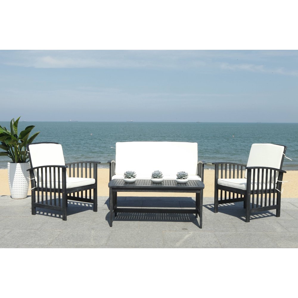 Safavieh Rocklin Outdoor Contemporary 4 Piece Living Set with Cushion
