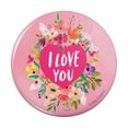 thumbnail image 1 of I Love You Flower Heart Wreath Pinback Button Pin, 1 of 5