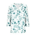 thumbnail image 6 of CYMMPU Floral Printed 3/4 Length Sleeve Summer Fall Shirts V-Neck Elegant Blouse Business Work Blouses to Wear with Leggings Vintage Fashion Tunic Tops 2025 Clothes for Women Mint Green S, 6 of 6