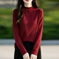 thumbnail image 5 of WRKEKC Chemises à Manches Longues pour Femmes Couleur Unie Couche de Base en Tricot Ample Col Rond Tunique Décontractée Tissu Doux pour Automne Hiver Confort Quotidien, 5 of 5