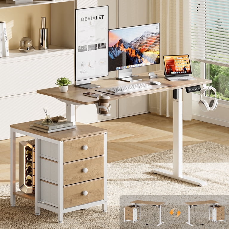 Gunaito 47.2" Electric Standing Desk with File Cabinet photo 8