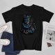 thumbnail image 3 of Cat playing with toys T-shirt Cartoon pattern T-shirt Unisex tees Retro T-shirt, 3 of 5