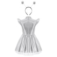 thumbnail image 4 of Raenseen Kids Girls 2pcs Alien Dress Up Outerspace Robot Outfit Flying Sleeve Twirl Swing Dresses Silver 16, 4 of 7