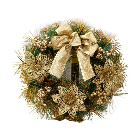 ZPAQI Artificial Christmas Wreath Flocked with Flower Bow Garland for Front Door Wall