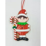 Holiday Time Elf With Candy Cane Ornament, 4.5"