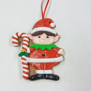 Holiday Time Elf With Candy Cane Ornament, 4.5"