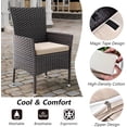 thumbnail image 2 of Kullavik 5-Piece Patio Outdoor Dining Set, Wicker Patio Furniture Set of 4 Rattan Chairs with Soft Cushions and Square Table with Umbrella Cutout, Sand, 2 of 6