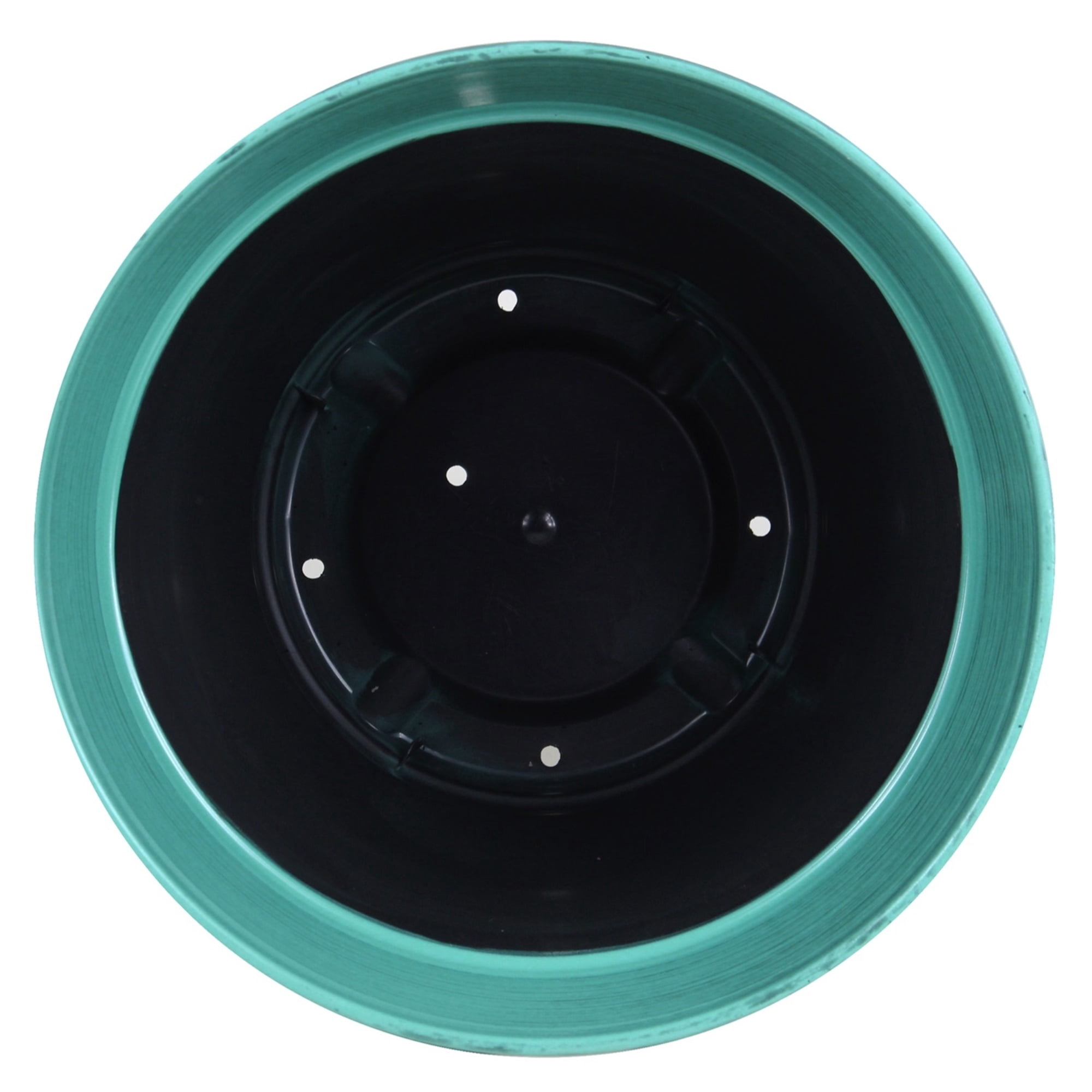 Garden Elements Indoor/Outdoor Glazed Brushed Happy Plastic Planter, Large, Dark Aqua, 15"