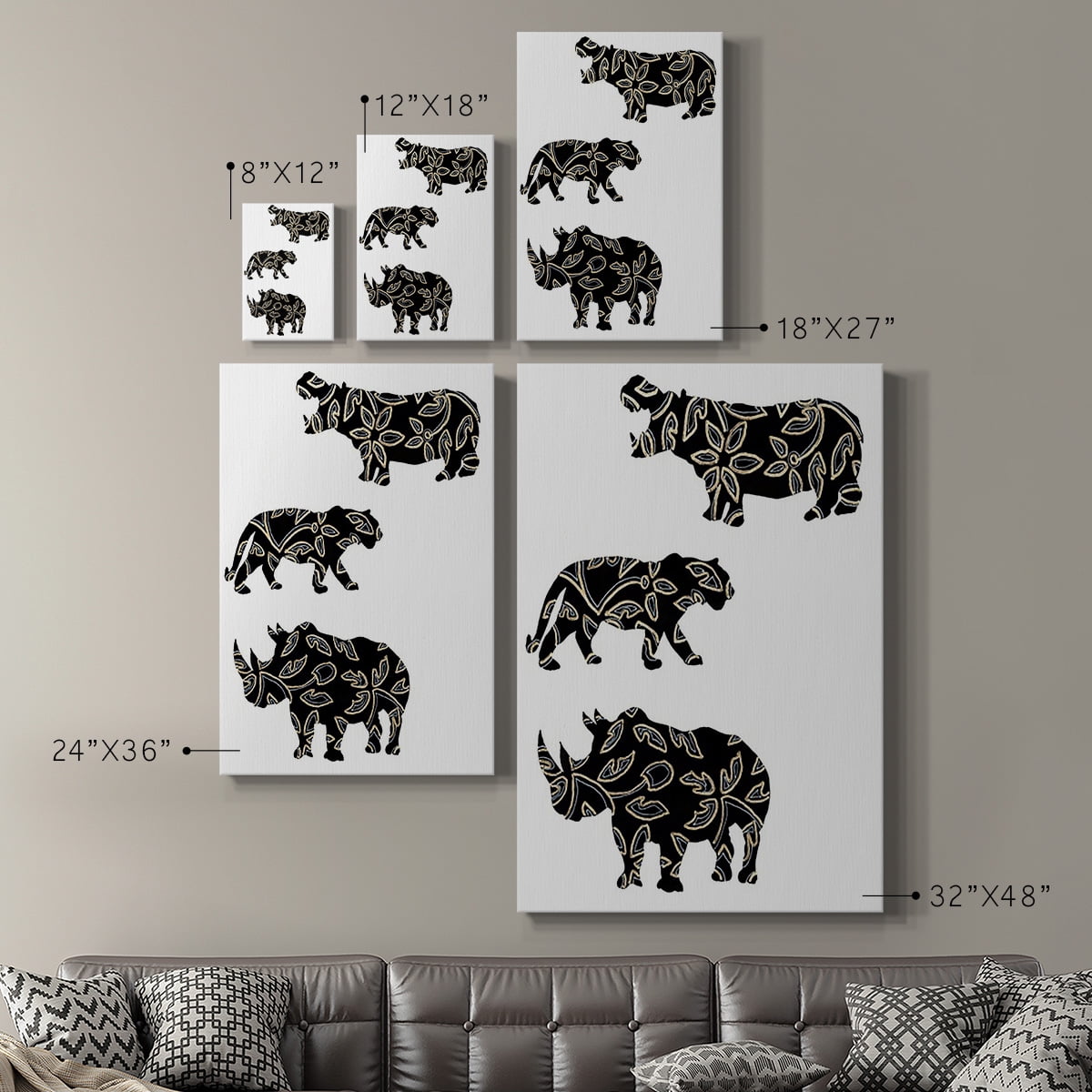 Ornamental Safari Animals II Premium Gallery Wrapped Canvas - Ready to Hang