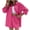 Hot Pink, variant on JIUKE Womens 2 Piece Lounge Set Turndown Collar Long Sleeve Shirt and High Waisted Short Matching Set