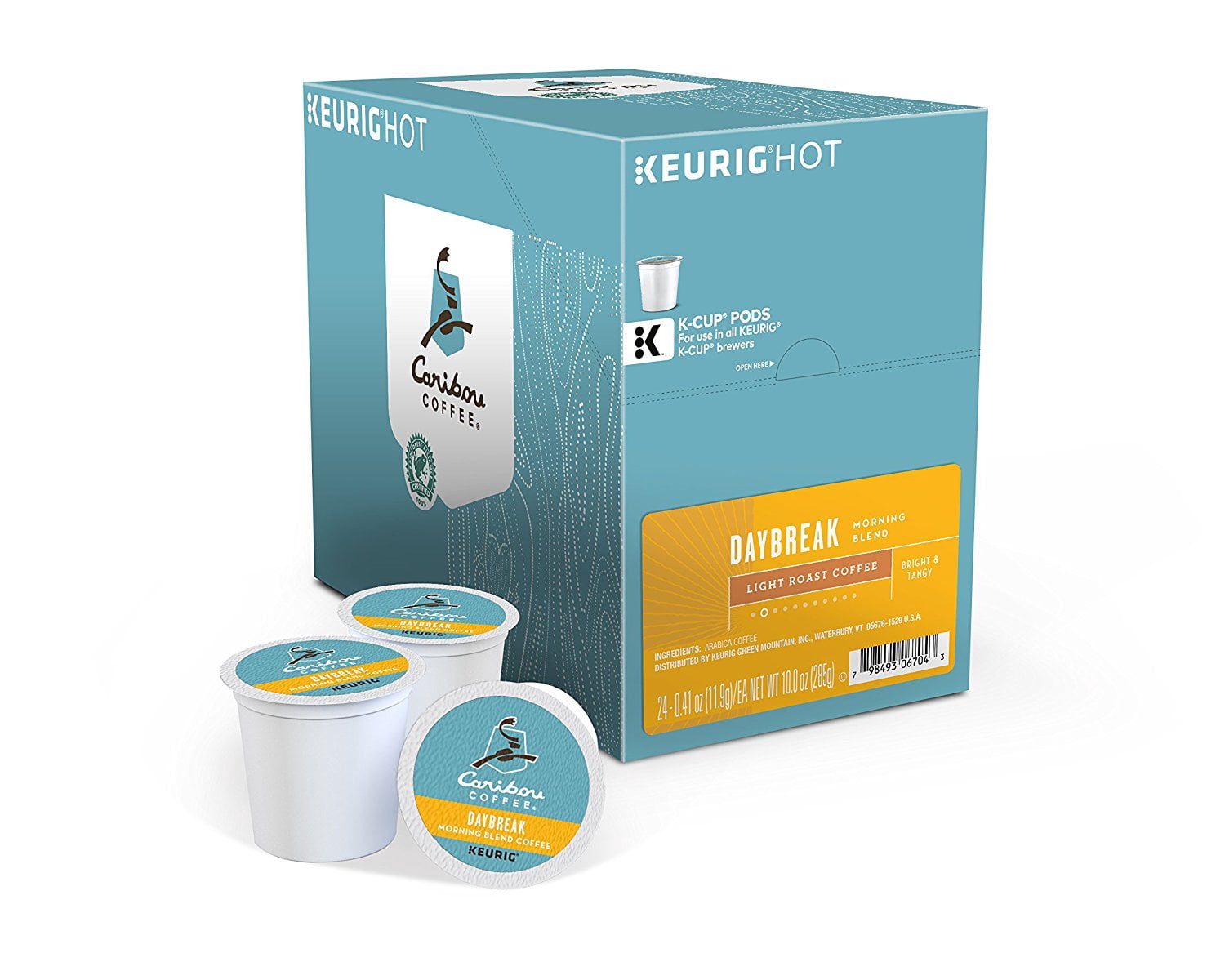 Caribou Coffee Daybreak Morning Blend K-Cup Pods, Light Roast, 24 Count for Keurig Brewers