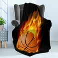 thumbnail image 4 of Sports Soft Flannel Fleece Throw Blanket, Basketball Lover Ball Speed Shoot Hoops Kids Sporty Fun Art Print, Cozy Plush for Indoor and Outdoor Use, 50" x 60", Orange Black, by Ambesonne, 4 of 5