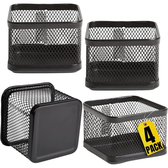 1InTheOffice Mesh Paperclip Holder For desk, Paperclip Holder Desk Accessories Holder (4 Pack)