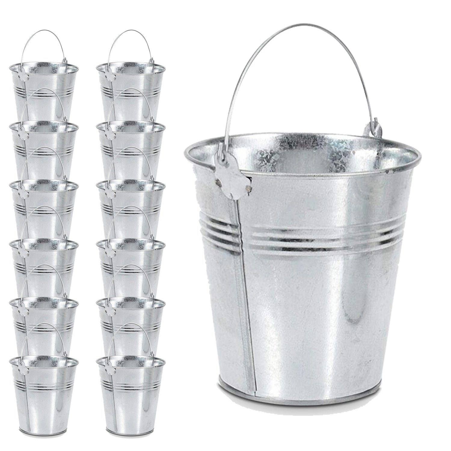 1 Dozen Great Buckets for Planters or Unique Goody Baskets dazzling toys Large Galvanized Buckets