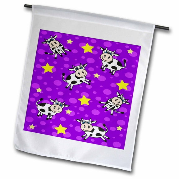 3dRose, Happy Cow Boy Print Purple, 12 x 18 inch Garden Flag