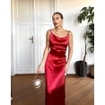 thumbnail image 3 of Vestido BELLA BARNETT satinado con tirantes finos sin espalda, rojo, 3 of 4