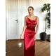 thumbnail image 3 of Vestido BELLA BARNETT satinado con tirantes finos sin espalda, rojo, 3 of 4
