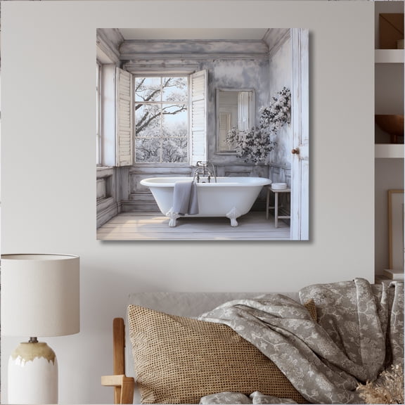 Designart "Farmhouse Bathroom beauty II" Bath & Laundry Metal Wall Art Prints