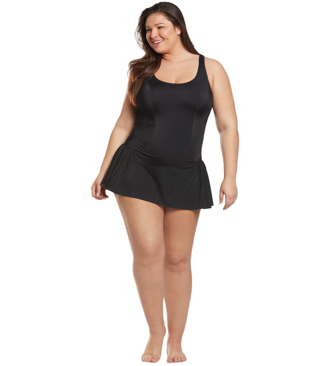 Plus Size Woman Dressed in Black Body Suit and Holding a Bottle of Water  Stock Photo - Image of cute, jump: 170769822