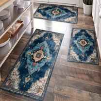 Kitchen Rugs Sets of 3 Non Slip Washable Kitchen Mats for Floor, Waterproof Kitchen Runner Rug, Floor Mat Carpet for Entryway, Laundry, Sink, Hallway, Bathroom