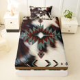thumbnail image 3 of jejeloiu Rustic Aztec Twin Sheets,Western Cowhide Bedding For Boys,Green Brown,3-Piece,1 Fitted Sheet and 1 Pillowcase, 3 of 6